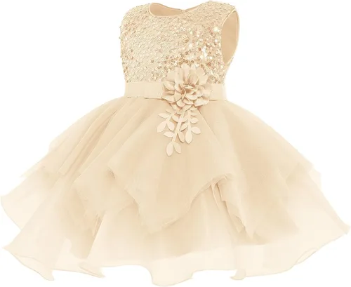 Miniatura 2 de Vestidos de niña de flores sin mangas de lentejuelas hinchado vestido de tul de la boda de la dama de honor del concurso bautismo cumpleaños vestido