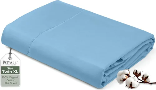 Miniatura 22 de Royale Linens Sábana encimera de tamaño individual XL 100% Algodón Orgánico – Super suave – Sábanas superiores de percal – Sábana encimera