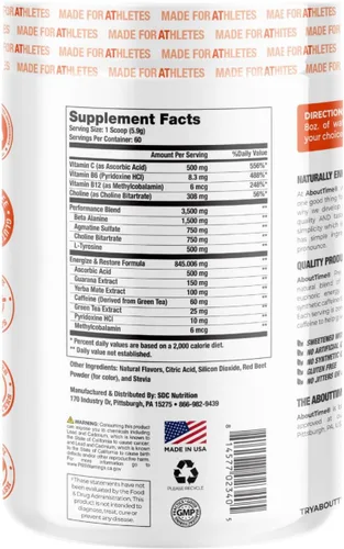 Miniatura 2 de ABOUT TIME Preworkout Energy + Focus (Sabores naturales, sin nerviosismo, sin gluten, baja estima) - Sandía, 60 porciones