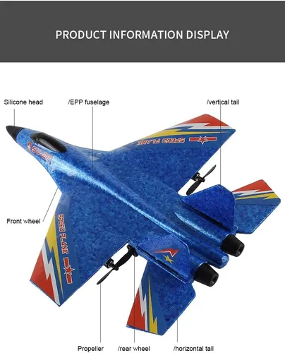 Miniatura 6 de Avión de combate RC SU-27, avión de control remoto para adultos y principiantes, avión RC de espuma ligera duradera con vuelo estable
