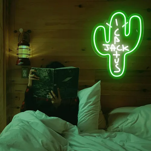 Miniatura 5 de Señal LED de neón Cactus Jack - Decoración regulable, luz de neón verde de Jack Cactus en forma de cactus para arte de pared del dormitorio