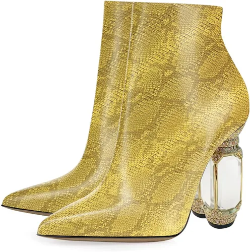 Miniatura 136 de FSJ Botas de tacón alto con punta puntiaguda para mujer, con tacón alto, con cremallera lateral brillante, estilo casual, para uso diario, zapatos