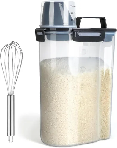Miniatura 8 de Uppetly Contenedores herméticos de almacenamiento de alimentos secos de arroz, dispensador de plástico sin BPA con boquilla vertible, taza medidora