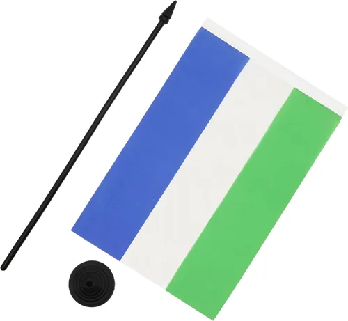 Miniatura 4 de AZ FLAG Sierra Leone Bandera de mesa 5'' x 8'' - Bandera de escritorio de Sierra Leona 21 x 14 cm - Bastón y base de plástico negro