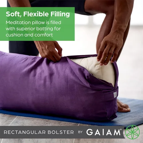 Miniatura 2 de Almohada Gaiam redonda para yoga, cojín suave para meditación, masaje y soporte de espalda, relleno de algodón transpirable, funda de microfibra