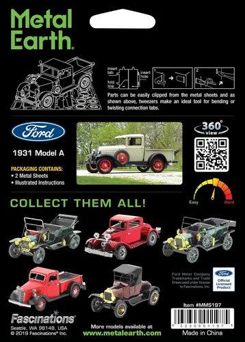 Miniatura 2 de Metal Earth Fascinations 1931 Ford Modelo A 3D Kit de modelo de metal con pinzas