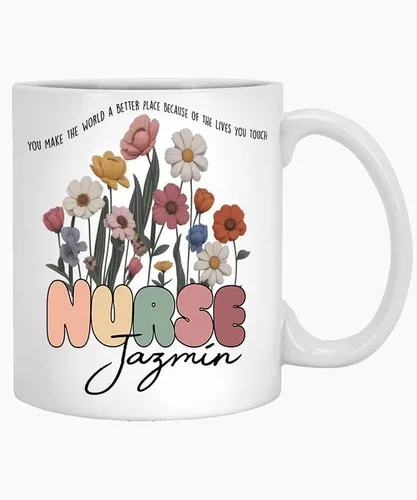 Custom Name Jazmin 11oz White Mug Nurse Mug, Personalized Nurse Coffee Mug, Custom Rn Gifts, Nurse Gifts, Lpn Cup Healthcare Gifts, Student Nurse