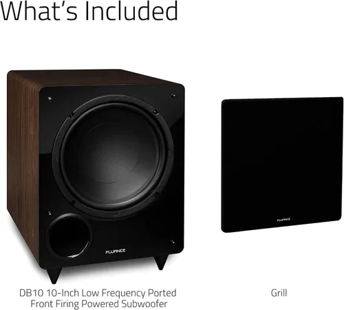 Miniatura 9 de Fluance DB10W Subwoofer con alimentación eléctrica de baja frecuencia de 10 pulgadas para cine en casa (Nogal natural)