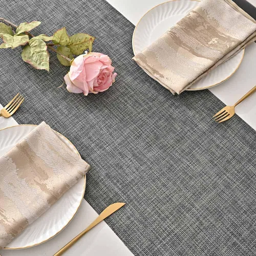 Miniatura 4 de GIVERARE Camino de mesa, 12x72 pulgadas, resistente al calor, vinilo tejido largo para mesa, caminos de mesa de PVC antideslizantes lavables