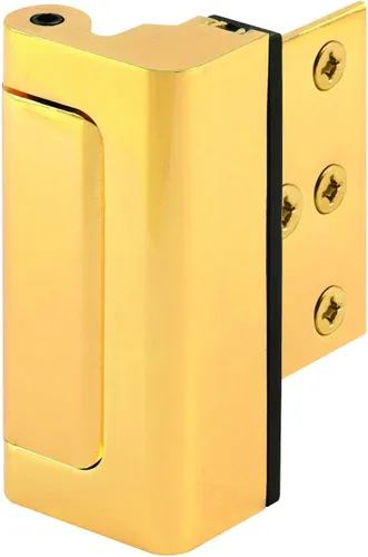 Prime-Line U 11442 Cerradura de refuerzo de puerta – Añade alta seguridad adicional a tu hogar y evita la entrada no autorizada – Tope de 3 Latón