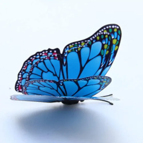 Miniatura 7 de BOPART - 24 calcomanías de mariposa 3D para decoración de fiestas, mariposas azules, decoración de pared, mariposa magnética para manualidades