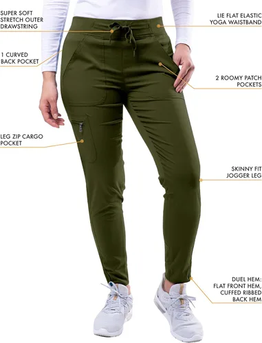 Miniatura 4 de Adar Pro - Conjunto de ropa quirúrgica con mejora de movimiento para mujer, blusa médica con cuello en V y pantalón médico deportivo y para yoga