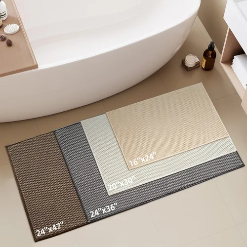 Miniatura 7 de BULULOM Alfombras de baño de chenilla, antideslizantes, absorbentes, de secado rápido, delgadas, lavables, para suelo de baño, ducha, fregadero
