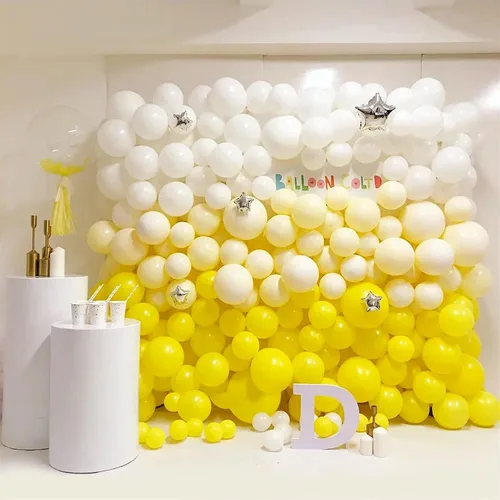 Miniatura 4 de FOTIOMRG - Globos amarillos de 12 pulgadas, paquete de 100 globos amarillos para cumpleaños, baby shower, Navidad, decoración de fiesta de abejas