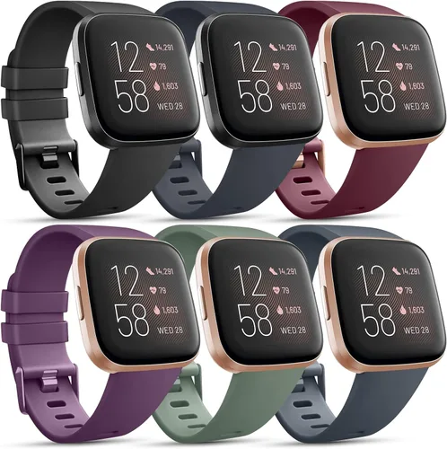 Miniatura 10 de Paquete de 6 correas deportivas compatibles con Fitbit Versa 2 / Fitbit Versa / Versa Lite / Versa SE, correas de repuesto clásicas de silicona