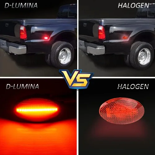 Miniatura 9 de D-Lumina Conjunto de Luces Marcadoras Laterales LED Ámbar y Rojo para Fo-rd F350 F450 F550 Super Duty 1999-2010 Guardabarros de Cama Dually, Lámpara