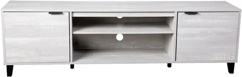 Flash Furniture Nelson Mid Century - Soporte de TV moderno para televisores de hasta 60 pulgadas, acabado gris, 70 pulgadas de ancho, estantes