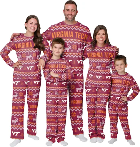 Miniatura 18 de FOCO NCAA para mujeres - Conjunto de pijamas familiares navideños a juego con patrón feo del equipo universitario de la NCAA Patrón feo navideño