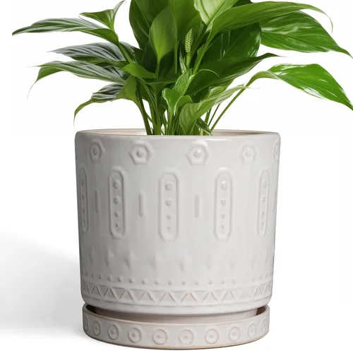 Miniatura 39 de Maceta de Cerámica Eightpot - Maceta de 20 cm para Interior con Agujeros de Drenaje y Platillo, Maceta Redonda para Exterior, Maceta Moderna de Azul