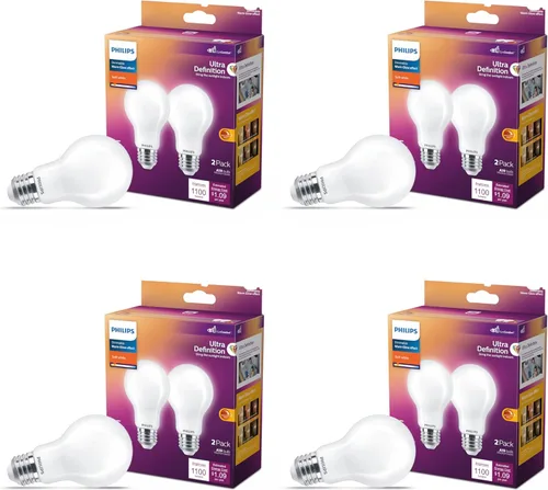 Miniatura 17 de PHILIPS Bombillas LED de 60 W A19, 4 unidades, ultra definición, blanco suave (2200 K), 800 lúmenes (8 W = 60 W), regulables, sin parpadeo, bombillas