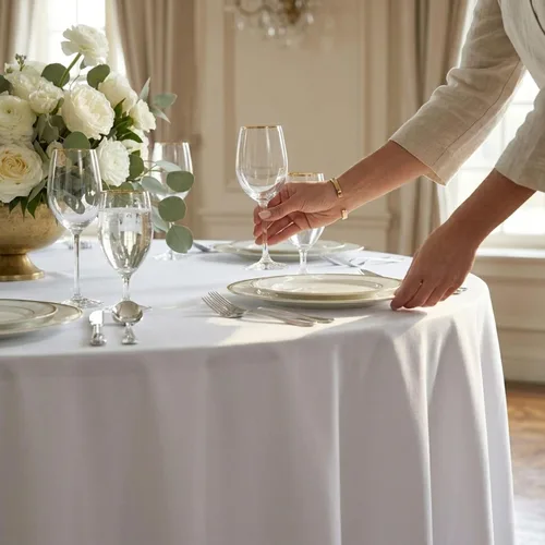 Miniatura 5 de Restaurantware Table Tek - Manteles redondos de 120 pulgadas para boda, 10 manteles redondos de poliéster blanco lavables sin arrugas
