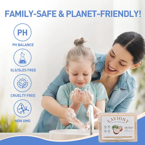 Miniatura 2 de Base de jabón de glicerina transparente - Base de jabón para derretir y verter hidratante para manualidades, precortada, 100% natural y suave