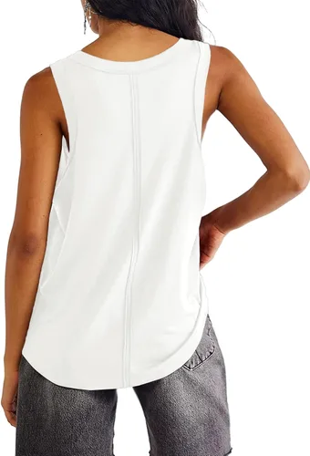Miniatura 2 de LYANER Camiseta de verano para mujer, cuello en V, básica, sin mangas, espalda cruzada, informal, holgada