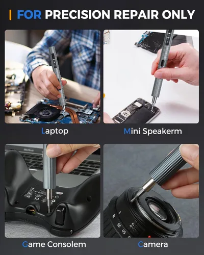 Miniatura 5 de LIFEGOO - Mini destornillador eléctrico, juego de destornilladores de precisión 58 en 1 con 50 puntas magnéticas, pantalla digital, kit