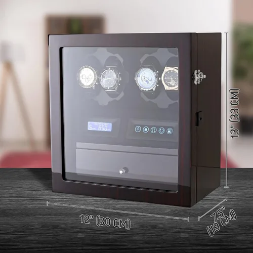 Miniatura 7 de 4 Watch Winder with 5 Watch Storage Space, LCD Display, Touch Control and Interior Light