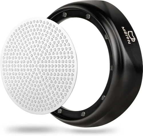 MEION Juego de embudo dosificador de espresso y pantalla de disco, embudo magnético para café, pantalla de disco de espresso reutilizable,