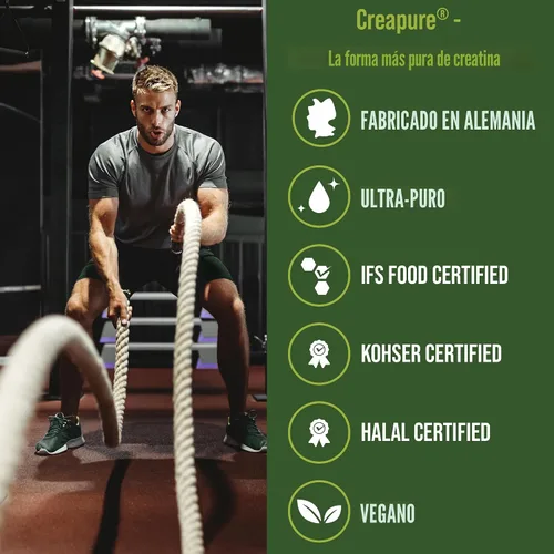 Miniatura 8 de Creapure creatina monohidrato en polvo. Creatina de ultra alta pureza fabricada en Alemania sin nada más añadido. Puro y sin sabor para hombres