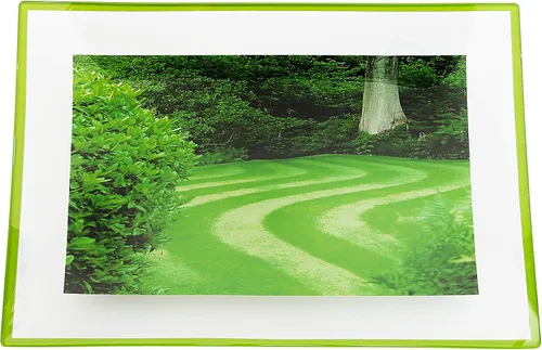 Miniatura 2 de GAC - Bandeja rectangular de vidrio templado con diseño único de paisaje, patas de bola de vidrio, 8 x 12 pulgadas, resistente a la rotura, apta