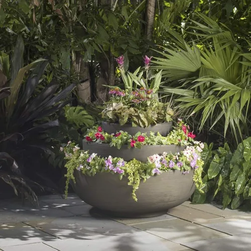 Miniatura 3 de Crescent Garden Orinoco Maceta Tazón – Maceta de Resina de Doble Pared para Suculentas, Flores Sin Orificio de Drenaje - 21" An x 8.25" Al