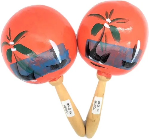 Miniatura 6 de Maracas de madera auténtica mexicana de 8 pulgadas hechas a mano (paquete de 2) (verde)