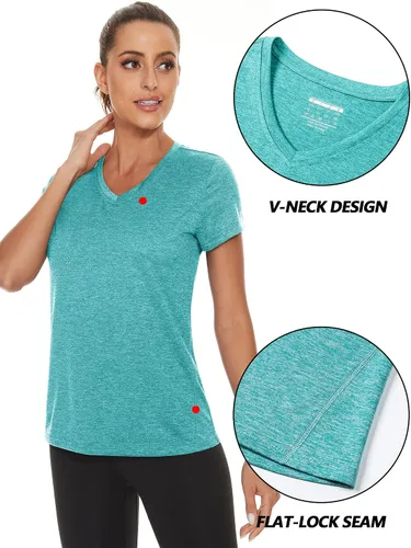 Miniatura 5 de TACVASEN Camisetas de manga corta para mujer, ligeras, de secado rápido, para senderismo, para exteriores