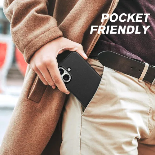 Miniatura 8 de SHIELDON Funda de cuero genuino para iPhone 17 de 6.3 pulgadas 2025 Compatible con Magsafe, botón de cámara actualizado, carga inalámbrica Negro