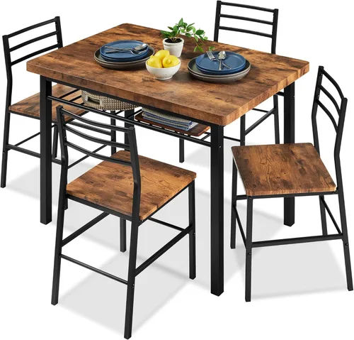 Miniatura 8 de Best Choice Products Juego de comedor moderno de 3 piezas, comedor que ahorra espacio para cocina, comedor, espacio pequeño con marco de acero