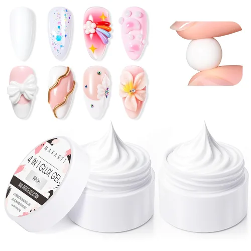 Miniatura 12 de Makartt Arte de uñas de gel 3D: 4 en 1 constructor de gel sólido transparente para extensión, pegamento de uñas UV para uñas acrílicas, diamantes