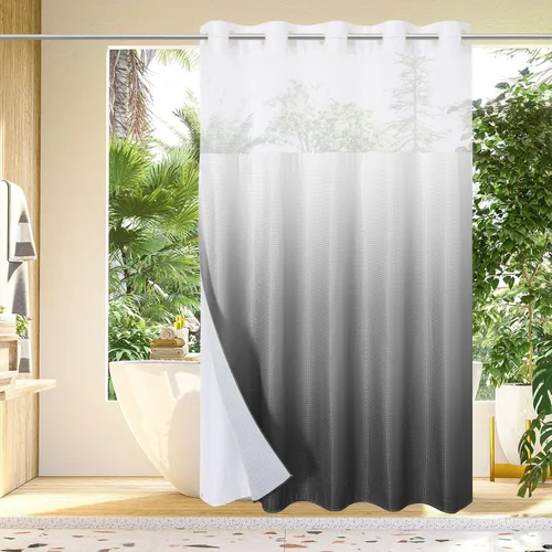 Miniatura 37 de Gibelle: cortina de ducha pequeña para baño de 36x74, cortina de ducha de punto gofre con juego de forro de tela a presión, no necesita ganchos
