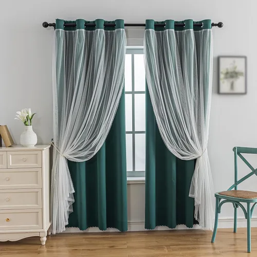 Miniatura 47 de Anytime Cortinas opacas y transparentes para ventana, par de paneles de cortinas lisas con ojales en la parte superior, 35 pulgadas de ancho x 63