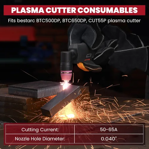 Miniatura 7 de bestarc AG60P Plasma Cutter Consumibles Corte Antorcha Punta Boquillas 40 PC Adecuado para AG60 WSD60 AG60P BTC500DP BTC650DP