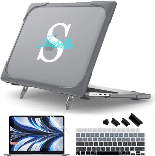 Miniatura 8 de Batianda Funda resistente para MacBook Air de 15 pulgadas 2026 M5 2025 M4 2024 2023 versión modelo A3448/A3241/A3114/A2941, soporte plegable Caqui
