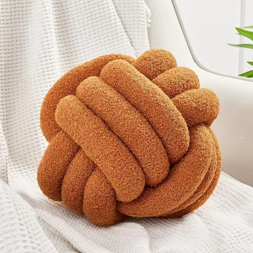 Uvvyui Bola de Almohada de Nudo, Almohadas Decorativas Suaves para el Hogar, Almohada Redonda de Tiro, Almohada de Felpa Anudada Hecha a Mano, Cojín