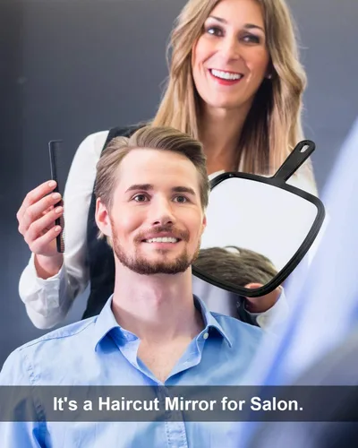 Miniatura 6 de Hair Stylist Black Handheld Mirror with Handle for Multi Purpose Use - Lightweight & Thick Frame : Use for Multi-Purpose : 3CT Negro