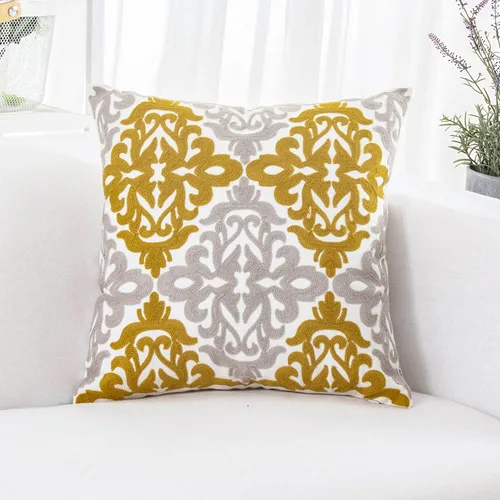Miniatura 25 de HWY 50 - Fundas decorativas de almohada de 18 x 18 pulgadas en amarillo mostaza, funda de cojín bordada de algodón moderna de estilo rústico