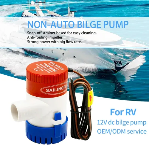 Miniatura 3 de Bomba de sentina de 12 V, 1100 GPH, salida de 1-1/8 pulgadas, bomba de agua marina sumergible no automática para barco, caravanas, estanque No