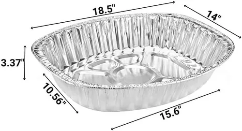 Miniatura 2 de Sartenes de aluminio extra grandes desechables y duraderos para pavos, forma ovalada para pollo, carne, pechuga, asado, horneado, reciclable junto