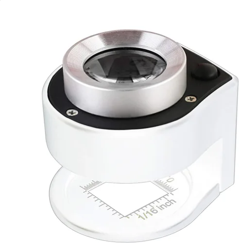 Miniatura 8 de Lupa 30X con 6 luces, lupa de escritorio portátil de metal plegable con escala para costura, lupa de joyería óptica para textiles, monedas, monedas