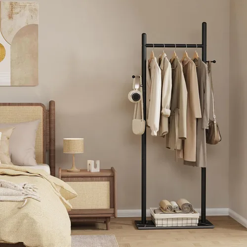 Miniatura 6 de Nianerfaya Perchero con 2 ganchos, almacenamiento de ropa de pie para interiores, perchero para colgar ropa para dormitorio, perchero de metal
