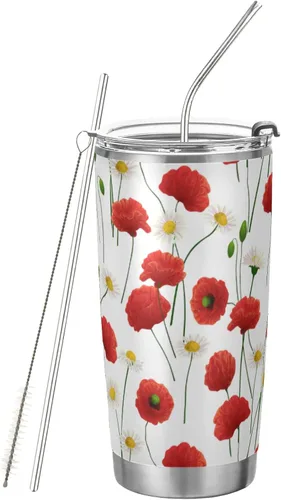 Miniatura 8 de CaTaKu Vaso de carreras con bandera a cuadros de 20 onzas con tapa y pajita, acero inoxidable a cuadros en blanco y negro, aislado al vacío, taza